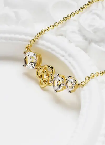 14K Gold Vermeil Celtic Knot Curve Necklace